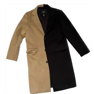 Dual tone outerwear coat.